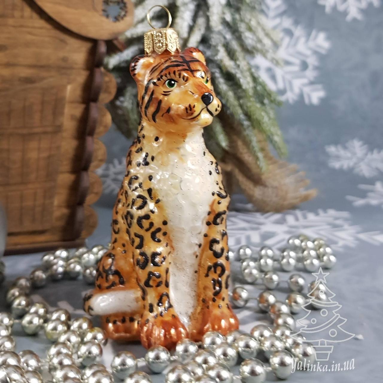 Скляна ялинкова іграшка Леопард Irena