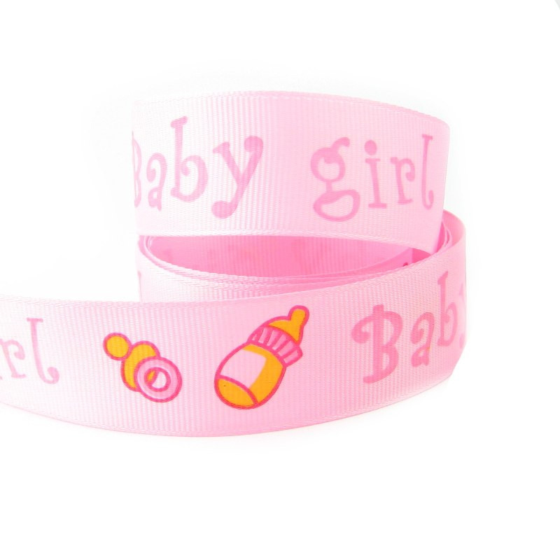 Репсова стрічка з малюнком Baby Girl 25мм відріз 1м LR25005-1