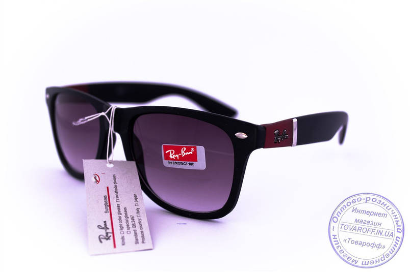 Сонцезахисні матові окуляри унісекс Ray Ban Wayfarer - Чорно-бордові, фото 1