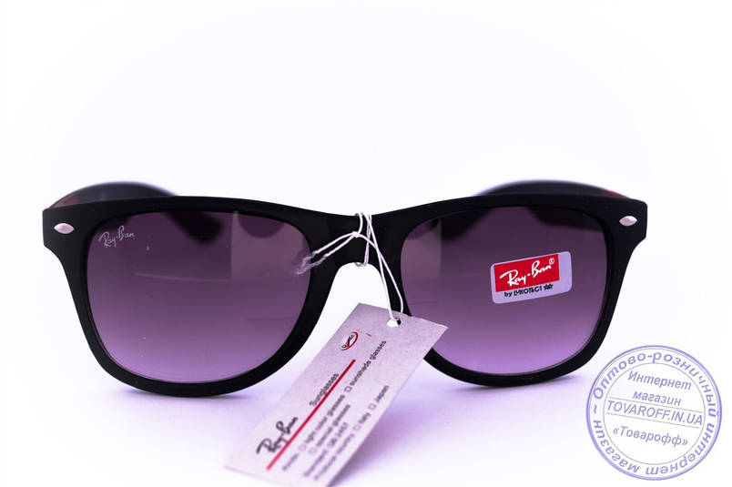 Сонцезахисні матові окуляри унісекс Ray Ban Wayfarer - Чорно-бордові, фото 3