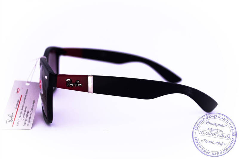 Сонцезахисні матові окуляри унісекс Ray Ban Wayfarer - Чорно-бордові, фото 4