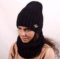 Зимний женский набор комплект шапка лопата бафф шарф хомут разные цвета