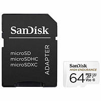 Карта памяти SanDisk microSDXC 64Gb High Endurance V30 (UHS-1 U3) (R-100 Mb/s) + Adapter SD