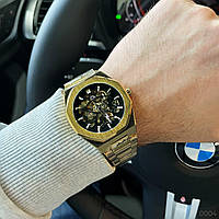 Механические часы с автоподзаводом золотого цвета Gusto Skeleton оригинал