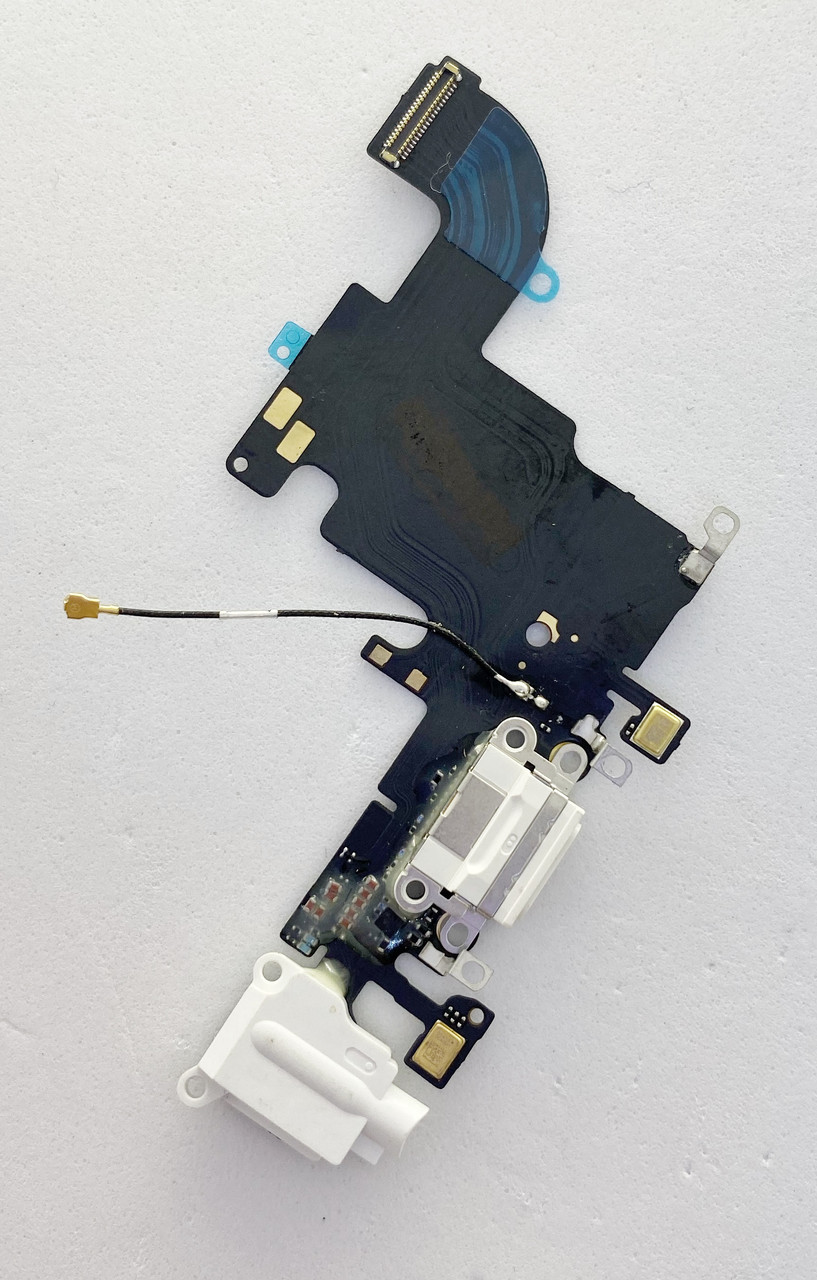 Шлейф для iPhone 6S, з роз'ємом зарядки, з коннектором навушників з мікрофоном, білий, фото 1