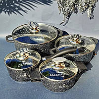 Набір каструль казанів + ківш із гранітним покриттям Edenberg EB-8143 Набір кухонного посуду 10 предметів