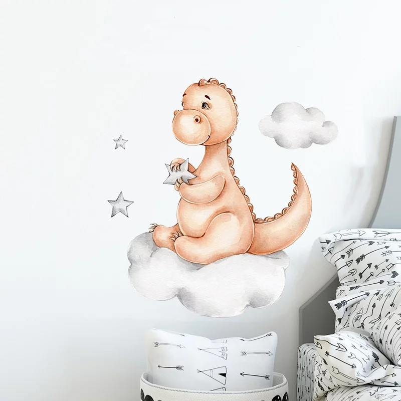 Вінілові наклейки на стіну Динозаврик сидить на хмаринці (лист 30 х 60 см) Б394-45