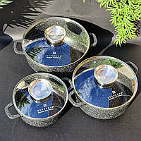 Набір казанів каструль із мармуровим антипригарним покриттям 3 шт. Edenberg EB-8140 Набір кухонного посуду