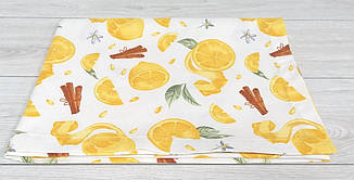 Скатертина з водовідштовхуючої тканини ''Лимоны и корица'' 100*140 см