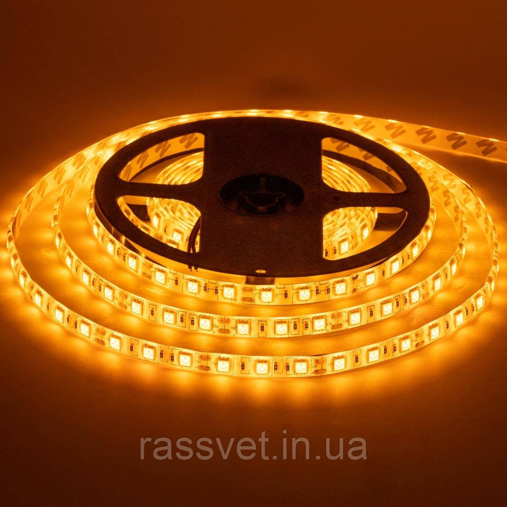 Стрічка світлодіодна жовта 12V smd5050 60LED/m IP20, 1м