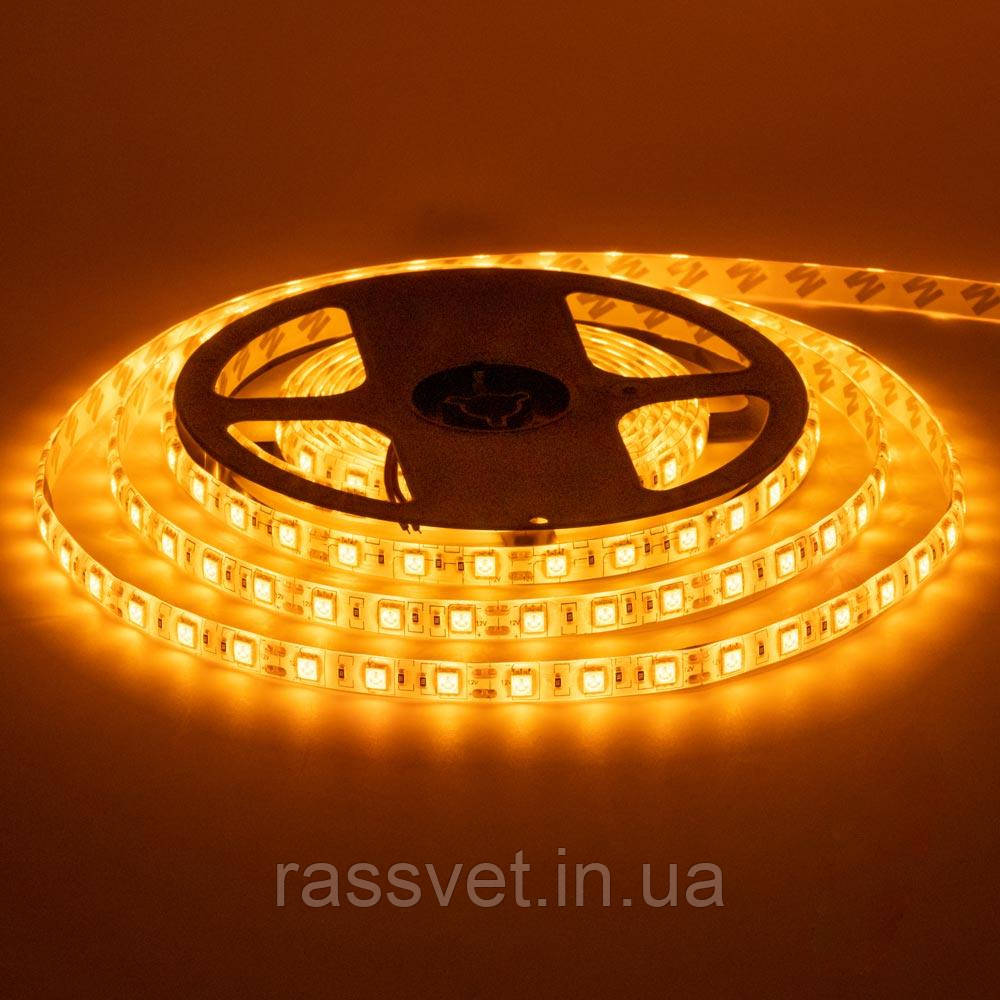 Стрічка світлодіодна жовта 12V smd5050 60LED/m IP65, 1м