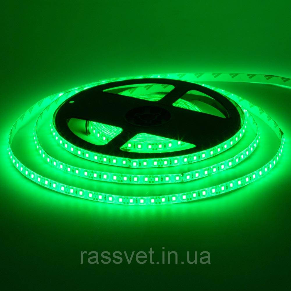 Стрічка світлодіодна зелена 12V smd2835 120LED/m IP20, 1м