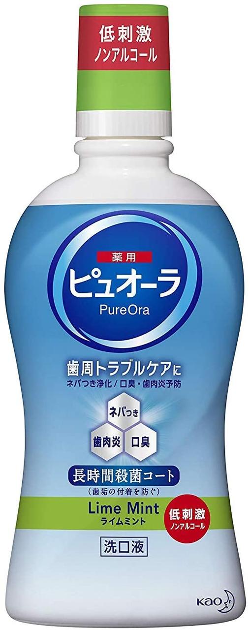 Kao PureOra mild mint Антибактеріальний ополіскувач порожнини рота, для профілактики карієсу та гінгівіту, 420 мл