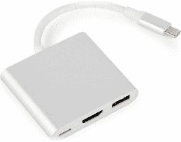 Конвертер Type-C (папа) на HDMI(мама),USB 3.0(мама),Type-C(мама) 10cm, 4K/2K