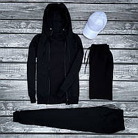 Спортивный костюм теплый на флисе Bars черный Комплект зимний с начесом Кофта на молнии + Штаны