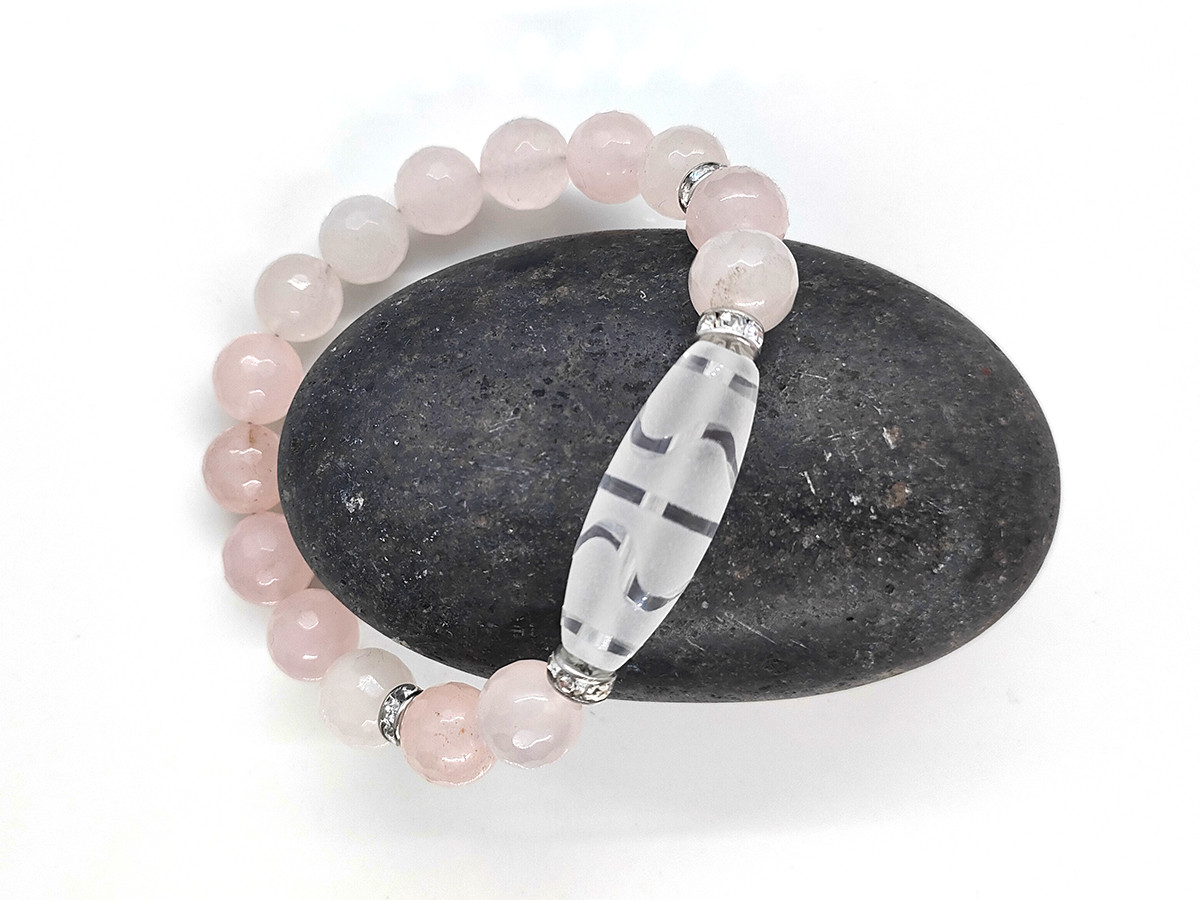 Браслет ДЗІ Хвиля — гармонізує емоції та джерело здобуття фінансових благ, рожевий кварц, фото 1