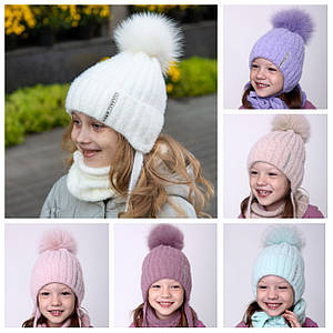 Зимова шапка для дівчинки, Дитяча шапка з зав'язками на флісі зимова