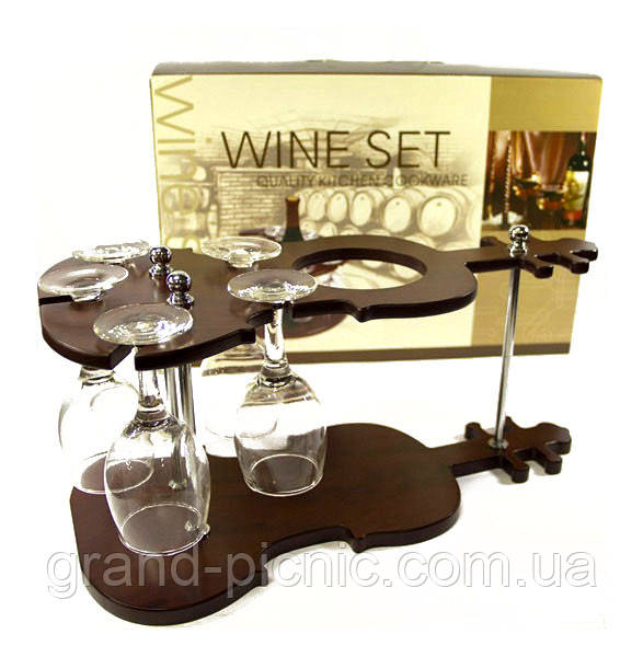 Мінібар настільний набір для вина "Скрипка" плюс 5 бокалів, фото 1