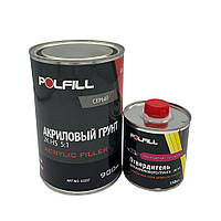 Грунт акриловий HS Polfill з затверджувачем, 2K, 5:1, сірий, 750+150ml, 43207