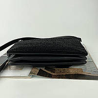 Жіноча замшева сумка з ланцюжком через плече на три відділення Polina & Eiterou чорна, фото 6