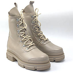 Черевики бежеві жіночі на байці на широку стопу на платформі великі розміри COSMO Shoes BerryQueen Beige BS