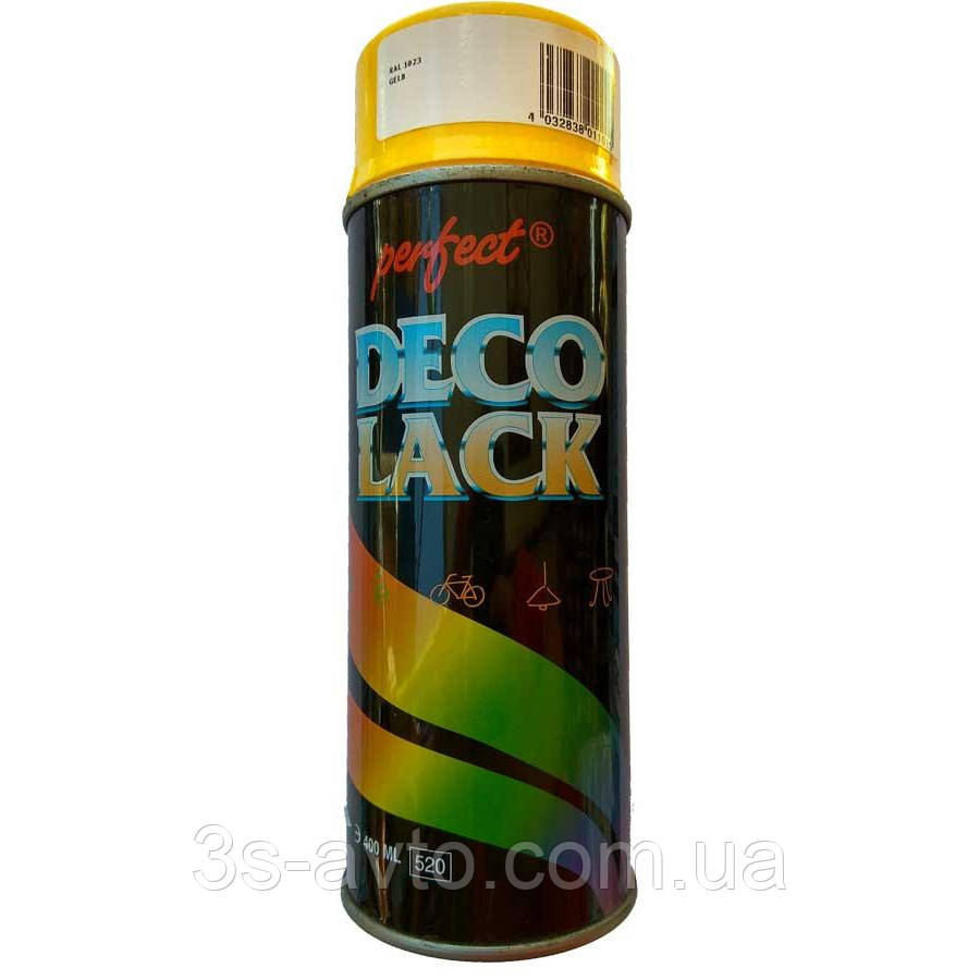 Алкідна аерозольна фарба Perfect (DecoLack), Жовтий (RAL1023) 400ml