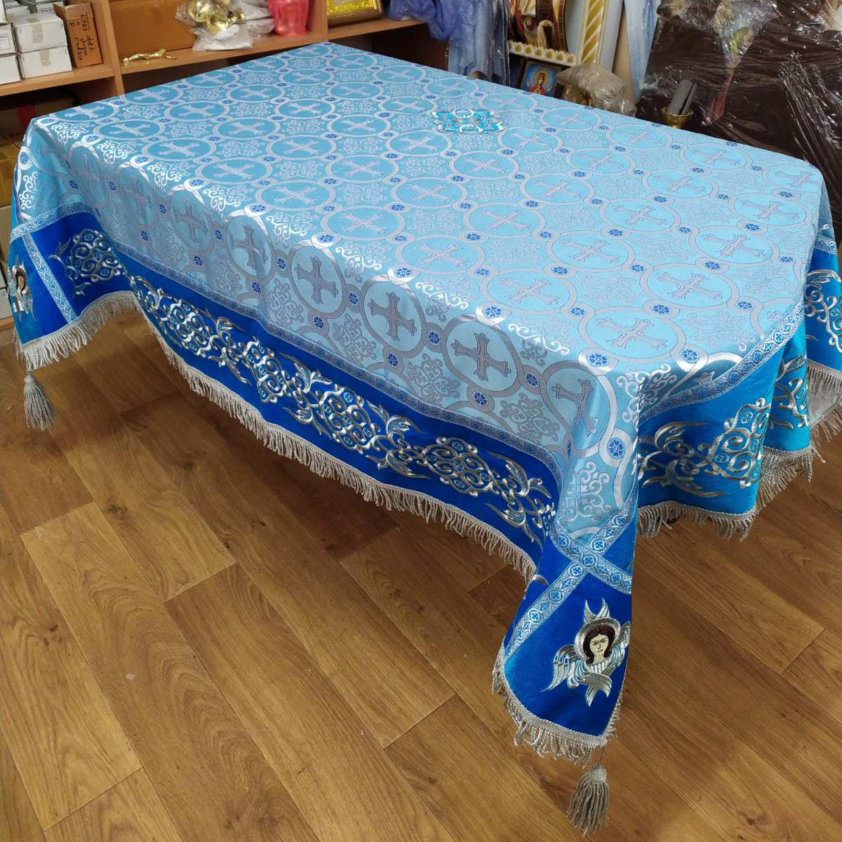 Скатертина з вишивкою на замовлення (парча + оксамит) 150*150cm