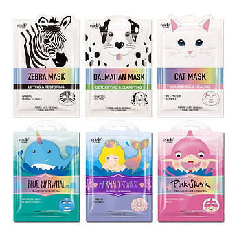 Набор масок для всех типов кожи с животными принтами Epielle Character Sheet Masks 6 х 23 мл