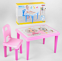 Детский пластиковый Стол со стульчиком Pilsan 03-516 / Рисунок "Принцесса" Розовый Для девочки