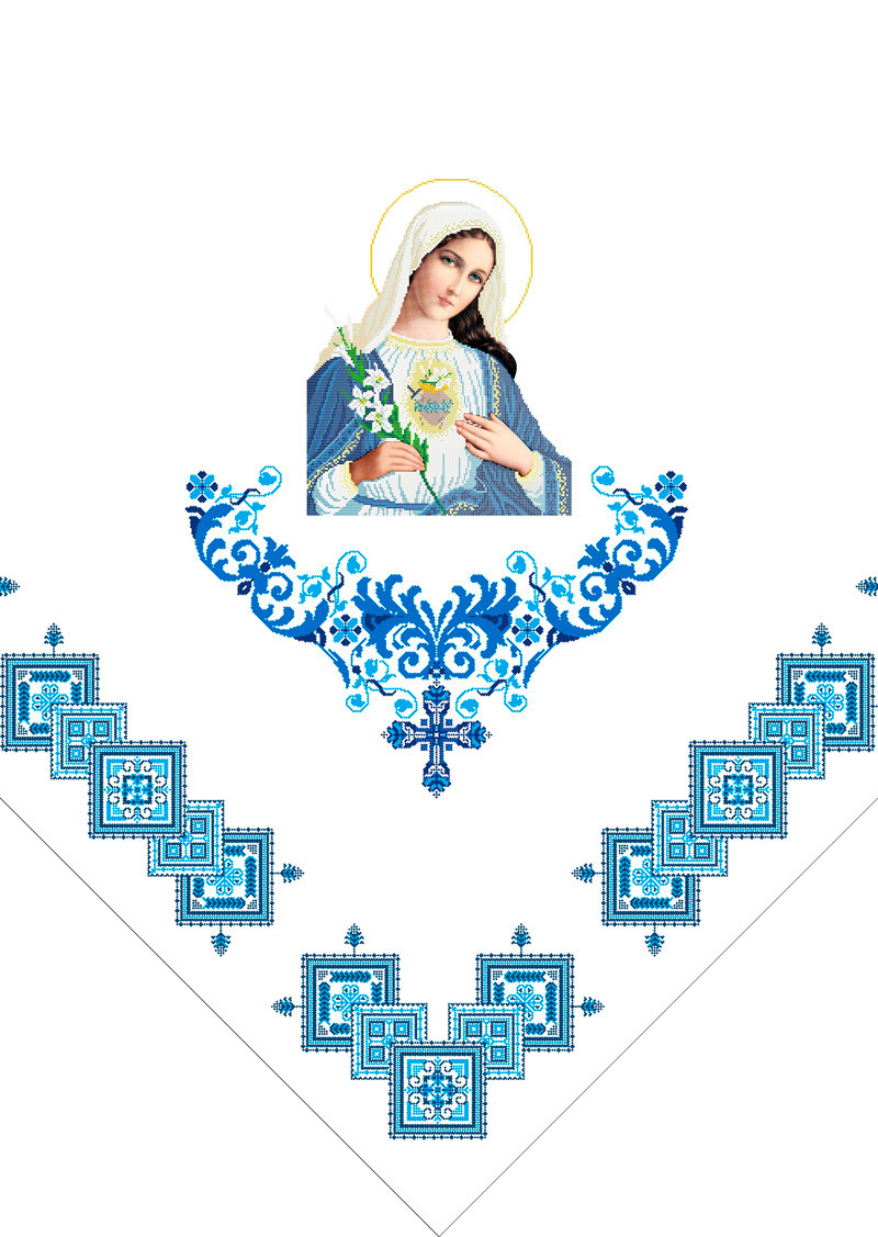 Х-028. Схема для вишивки бісером Фана церковна Непорочне серце Марії., фото 1