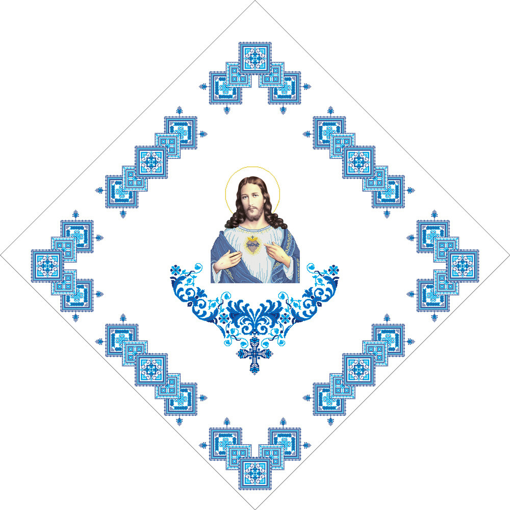 Х-029. Схема для вишивки бісером Фана церковна Непорочне серце Ісуса.