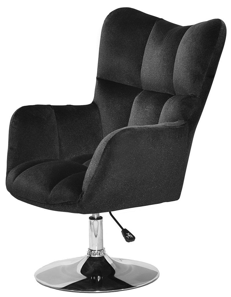 Лаунж крісло Oliver CH-Base чорний 1011 велюр хромована кругла опора, поворотне з регулюванням висоти, фото 1