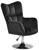 Лаунж крісло Oliver CH-Base чорний 1011 велюр хромована кругла опора, поворотне з регулюванням висоти, фото 4