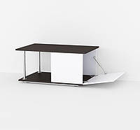 Стол журнальный с барной дверкой, кофейный столик, столик в гостинную I-070 Венге темный - Белый
