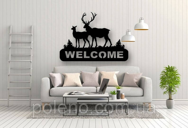 Декоративне панно з оленями "Вітаємо" "Welcome
