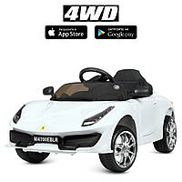 Детский одноместный электромобиль Машина Bambi 4WD M 4700EBLR-1 СпортКар Ferrari на EVA колесах с MP3 белый**