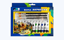 Фарба акрилова "Neo line" 12кол 12мл РАС-1812 у тюбиках + 4пензлика пласт. палітра, шт
