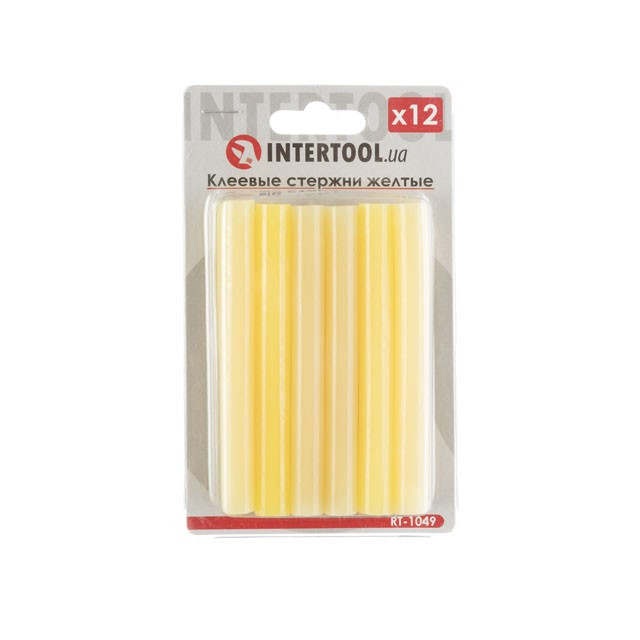 Комплект жовтих клейових стрижнів 11.2 мм*100 мм, 12 шт. INTERTOOL RT-1049, фото 1