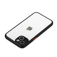 Протиударний чохол для iPhone 13 чорний прозорий бампер-захист камери