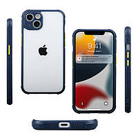 Протиударний чохол для iPhone 13 mini синій прозорий бампер-захист камери