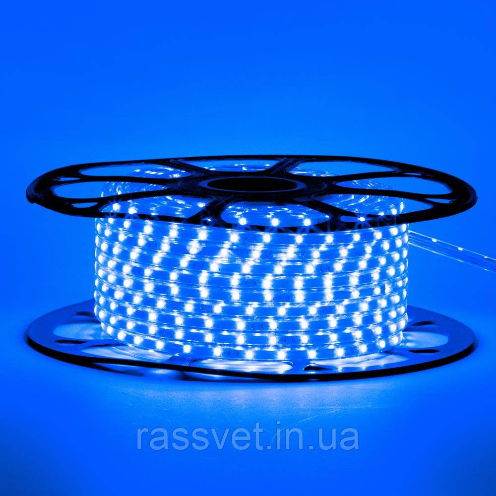 Миготлива стрічка світлодіодна синя 220V smd2835 48LED/m 6W/m IP65, 1м