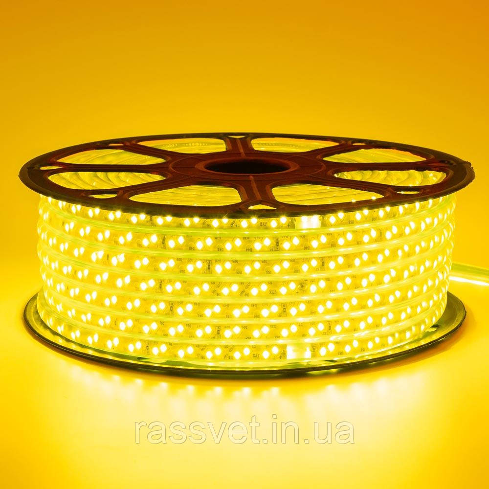 Світлодіодна стрічка жовта 220V герметична smd2835 120LED/м 12Вт/м IP65