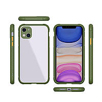 Протиударний чохол для iPhone 13 mini хакі прозорий бампер-захист камери