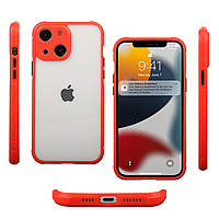 Протиударний чохол для iPhone 13 червоний прозорий бампер-захист камери