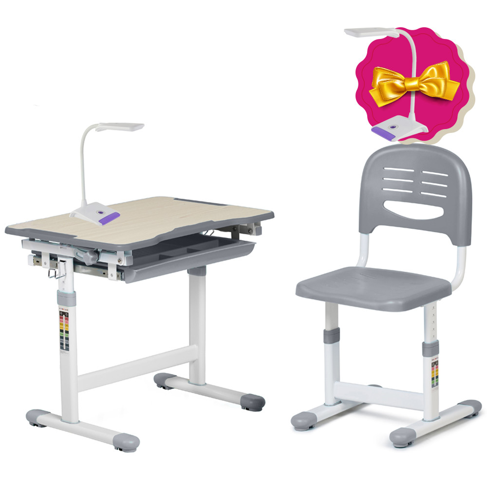 Дитяча парта-растишка і стільчик Piccolino Grey FunDesk, фото 1