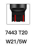 Помаранчева Жовта T20 7440 7443 W21W W21/5W DC12-24V Canbus LED Автолампа світлодіодна з лінзою безцокольна, фото 5
