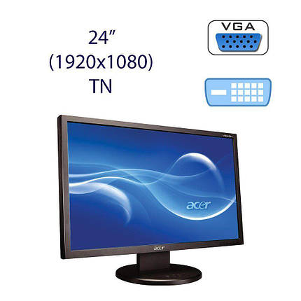 Монітор Acer V243H/24" (1920x1080) TN/1x DVI, 1x VGA, фото 2