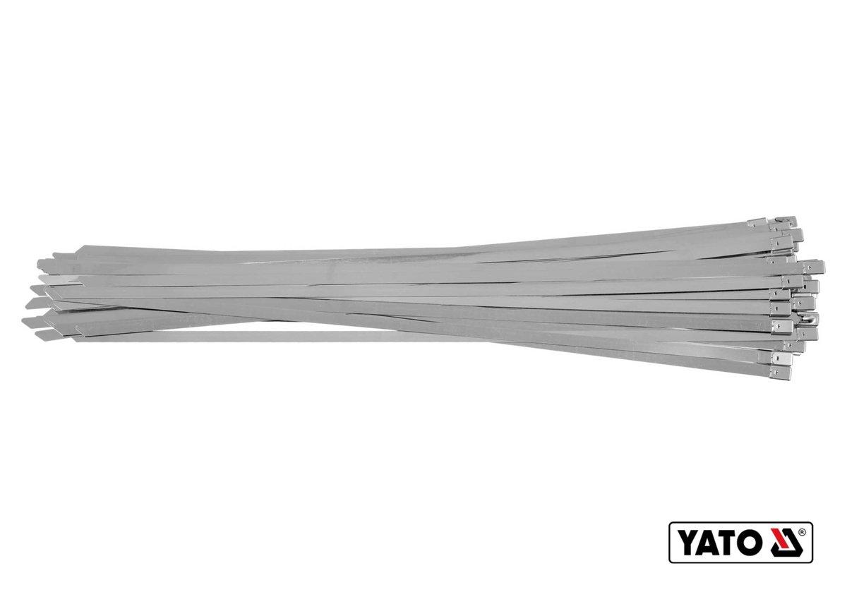 Хомут затискний YATO : смуга- 8 х 550 мм з нержавіючої сталі, пак. 50 шт