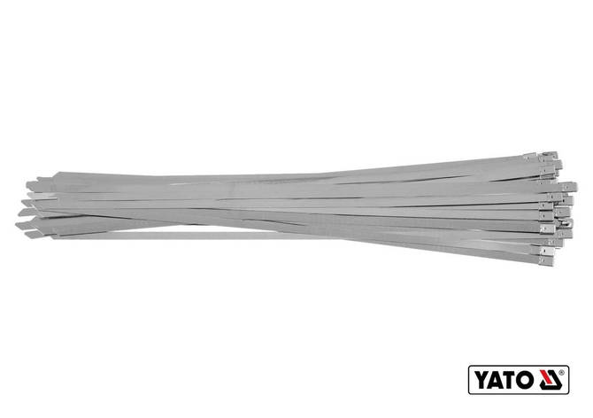Хомут затискний YATO : смуга- 8 х 550 мм з нержавіючої сталі, пак. 50 шт, фото 1