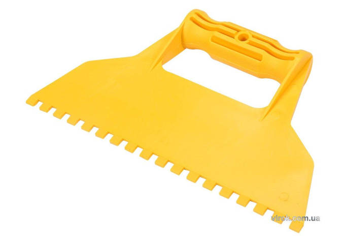 Шпатель для сумішей і клеїв VOREL : L= 225 мм  пластиковий, з зубами- 6х6 мм, фото 1